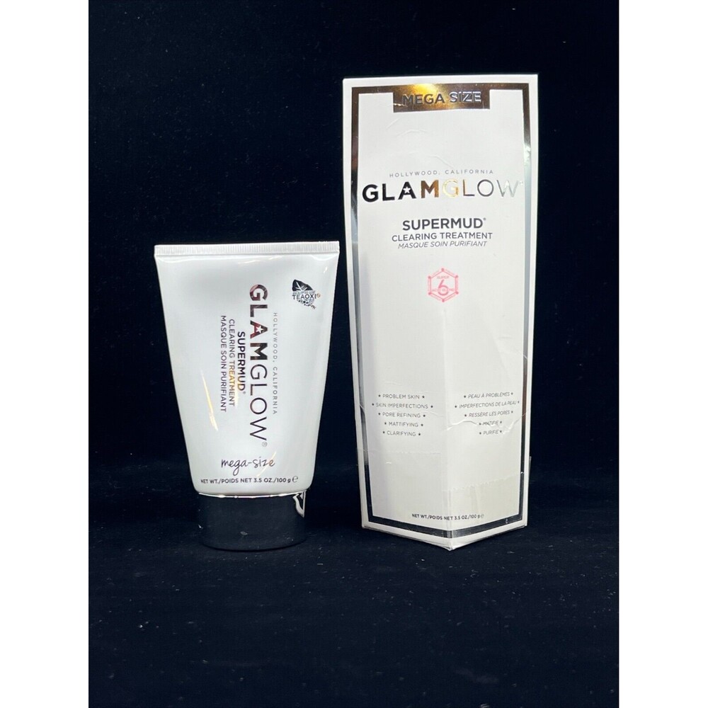 GLAMGLOW SUPERMUD Instant Clearing Charcoal Treatment Mask MEGA SIZE 3.5oz +Seal